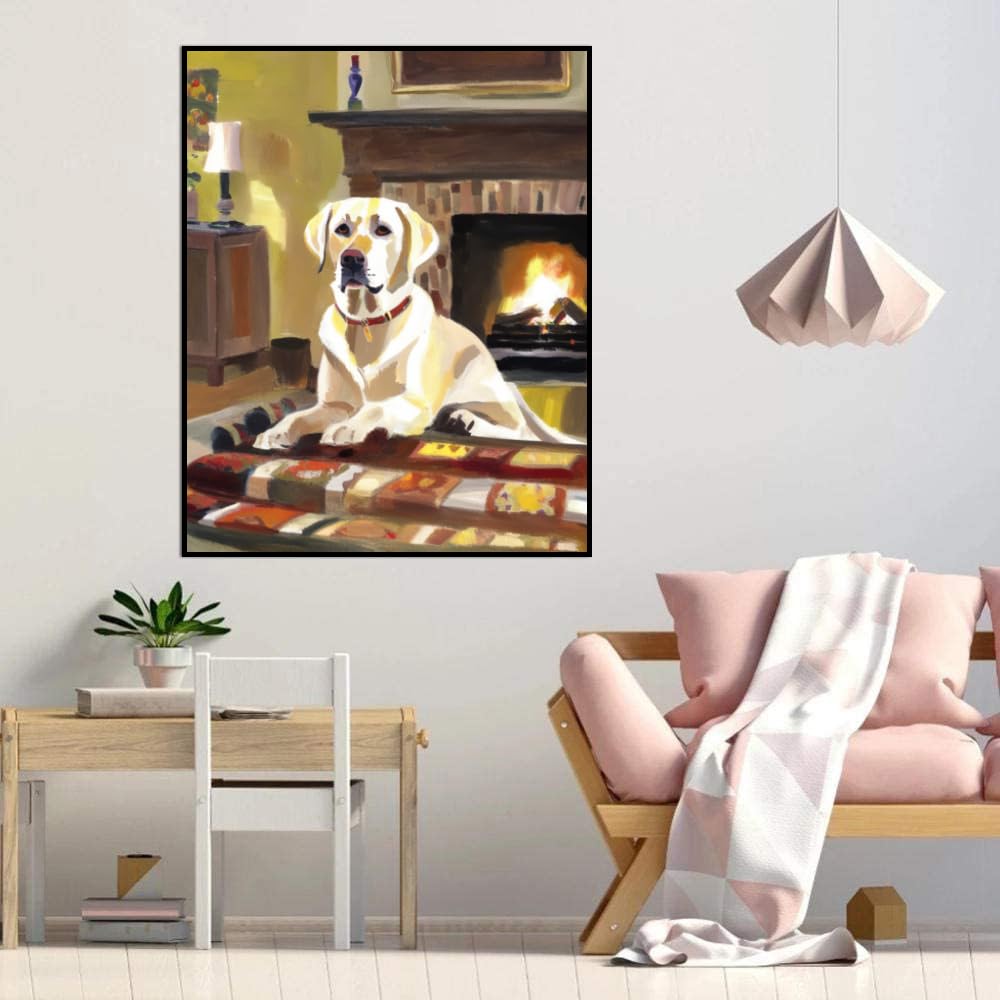 DIY 5D Diamond Painting Kit Complet Pour Adultes Enfant Chien Heureux Full Drill Broderie Peinture Diamant Par Numéro Kit Strass Au Point De Croix Arts Craft Pour Home Décoration-Square Drill,20X30cm