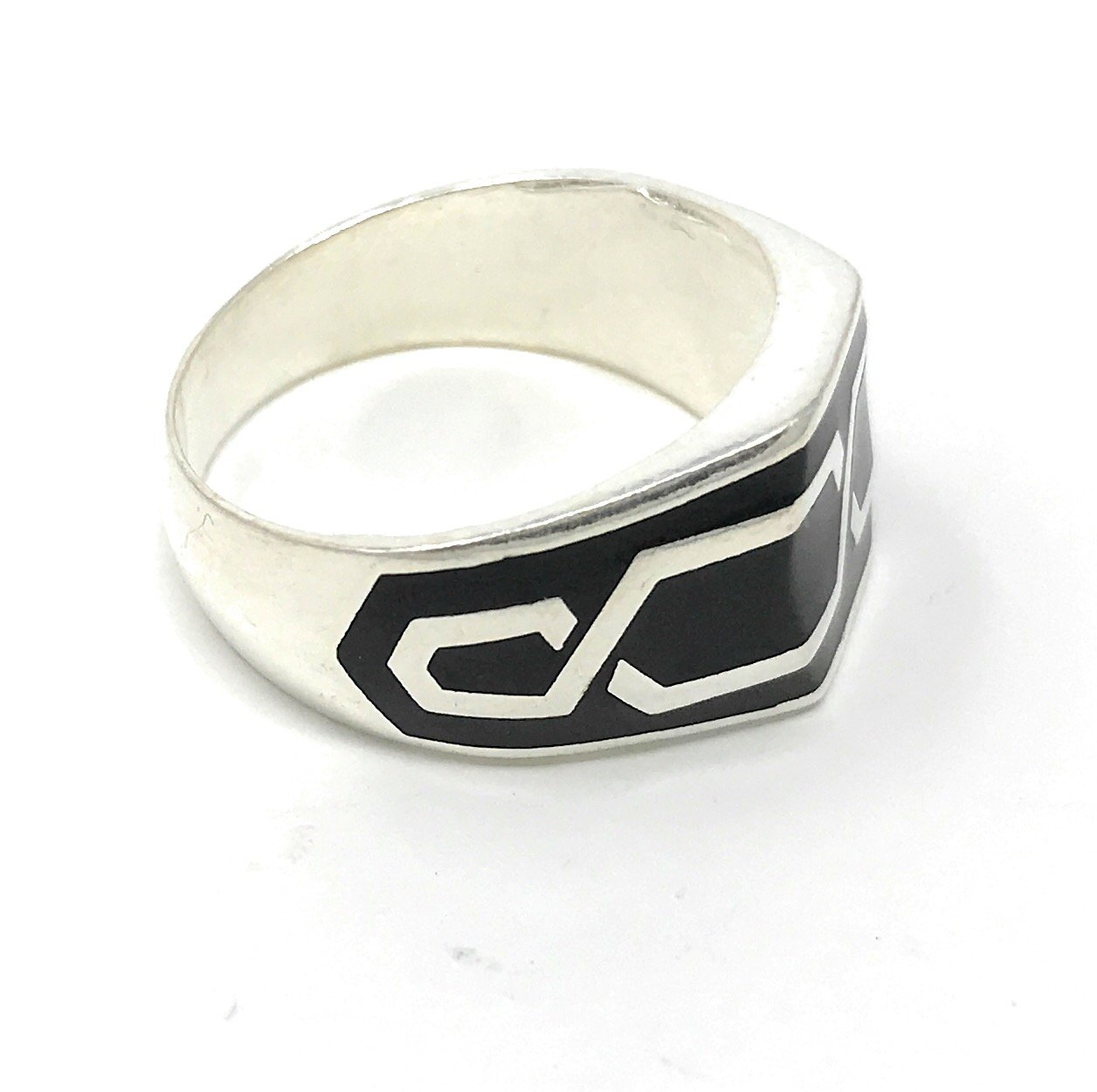 KAR 925K Stamped Solid Sterling Silver Men's Ring Linear Design P2C