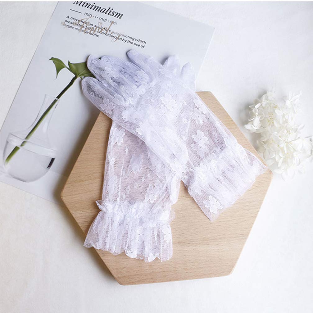 White Gloves for Wedding Mitten Summer UV Gloves Evening Gloves with Full Finger