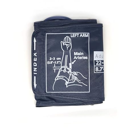 Sahyog Wellness Single Tube Long XXL Size Blood Pressure Monitor Machine Cuff (22-42 cm) - Compatible with Omron (Dark Blue)