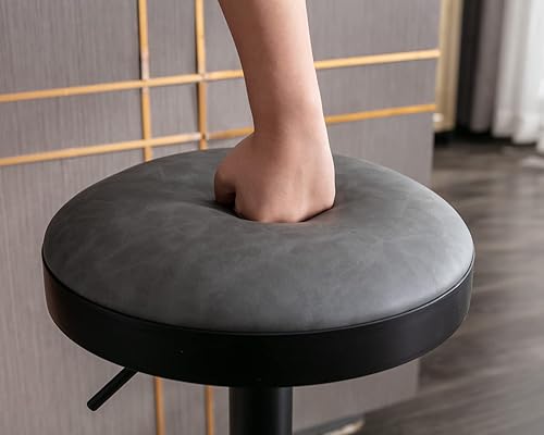 Miniatura 5 de CIMOTA Juego de 4 taburetes de bar redondos giratorios con espalda descubierta, ajustable, moderno, industrial, de piel sintética, para cocina,