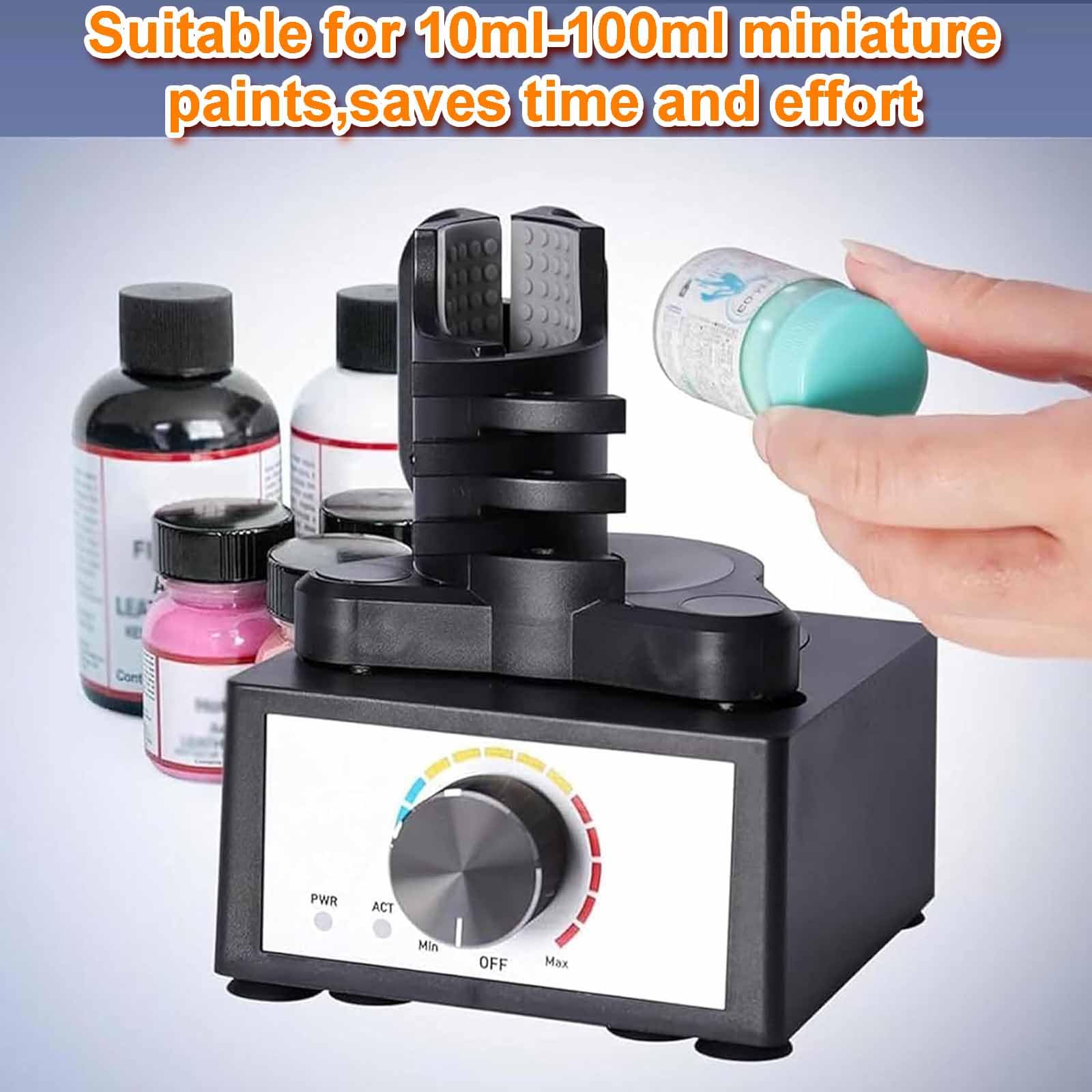 Mini Vortex - Mezclador de pintura, 300-2400 rpm, 3 velocidades, manos libres para botellas de 10-100 ml, ideal para pintura, esmalte de uñas, laboratorio, acrílico, adhesivo de pestañas