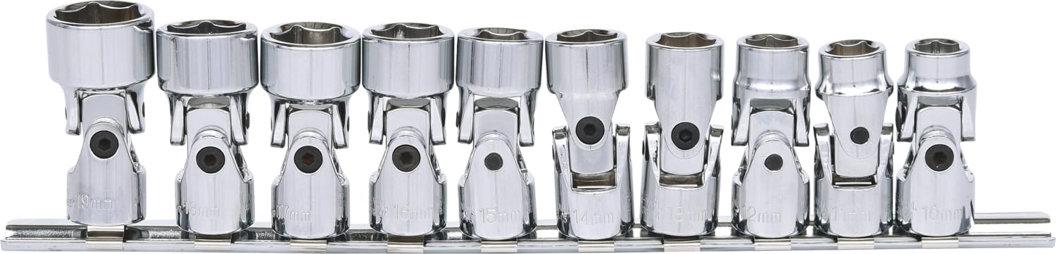 KS Tools 911.3840 jeu de douilles 6 pans 3/8" avec articulation, 10 pcs10 | Jeu de douilles 3/8'' articulée 6 pans CHROMEplus, 10 pcs. 10-19 mm, chrome vanadium