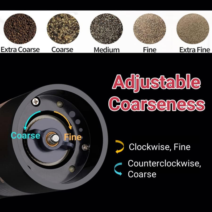 Miniatura 6 de Molinillo de pimienta recargable, molinillo eléctrico de sal y pimienta con luz LED recargable por USB, operación automática con una sola mano,