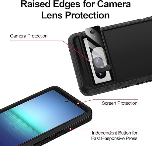 Miniatura 3 de I-HONVA Funda para Google Pixel 7 con 2 protectores de pantalla + 2 protectores de lente de cámara, resistente a prueba de golpes, 3 capas,