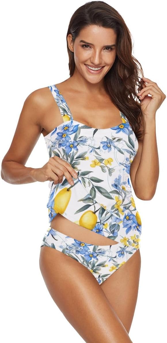 Costume Da Bagno Tankini Donna - Due Pezzi Con Top Regolabile E Pantaloncini A Vita Alta