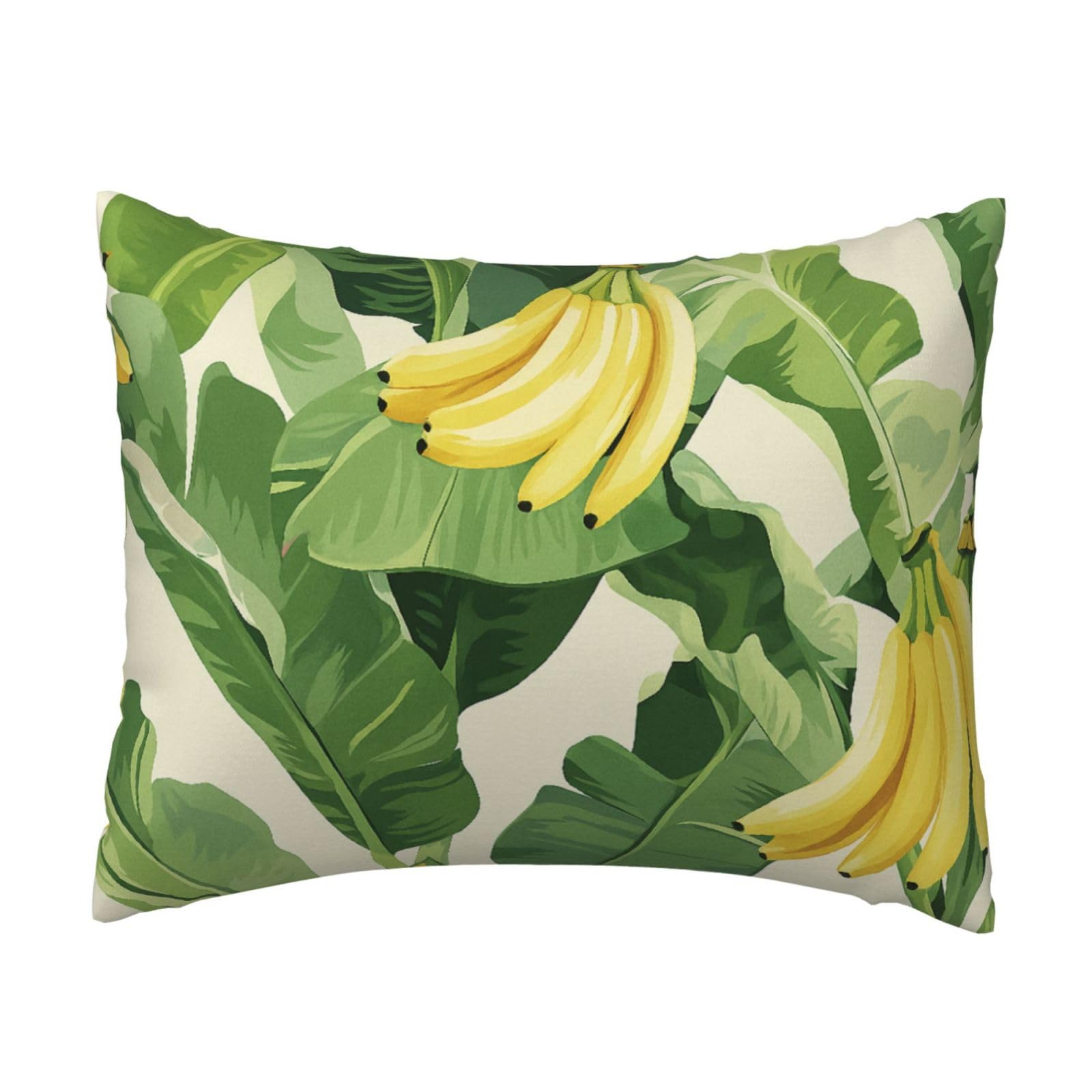 Banana & Leaf Pillowcase Soft Plush with Zipper Decorative Pillowcovers 16x20 in