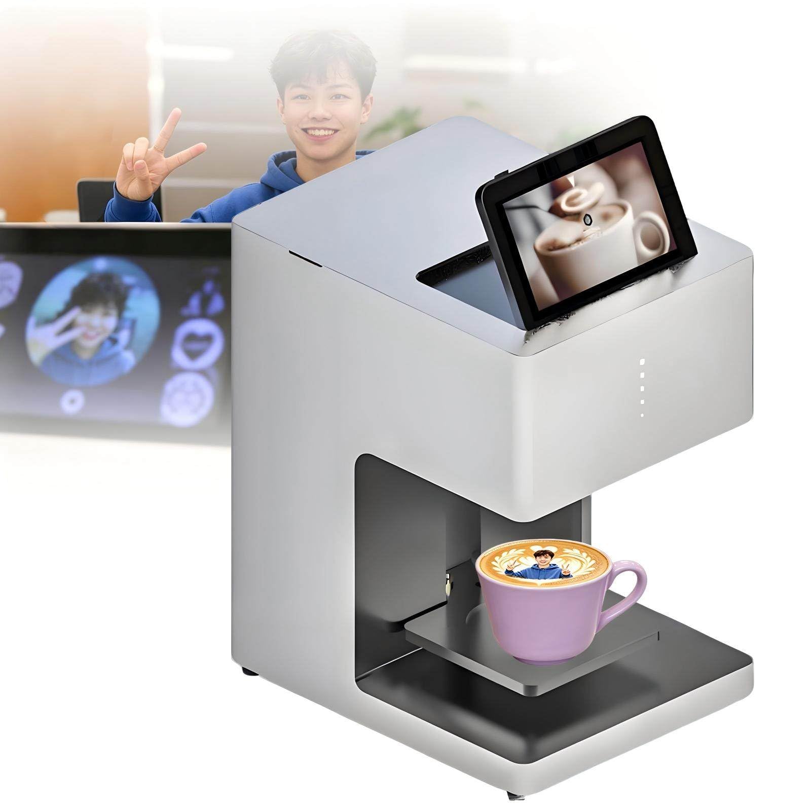 Macchina per la Stampa Digitale Automatica del caffè al Latte, Stampante 3D per Latte Art, Fotocamera Esterna, Scatto E Stampa con Un Clic, Nessun Cellulare Necessario. FullColorWhite
