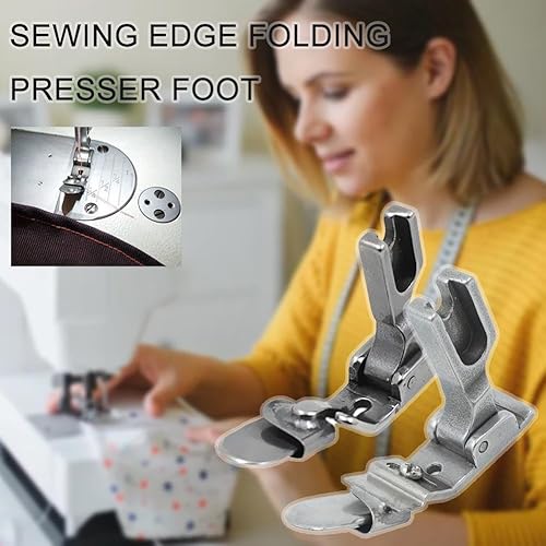 Miniatura 4 de Pie de dobladillo de costura,Pie prensatelas plegable de borde de costura,Prensatelas de acero Máquina de coser plana industrial prensa