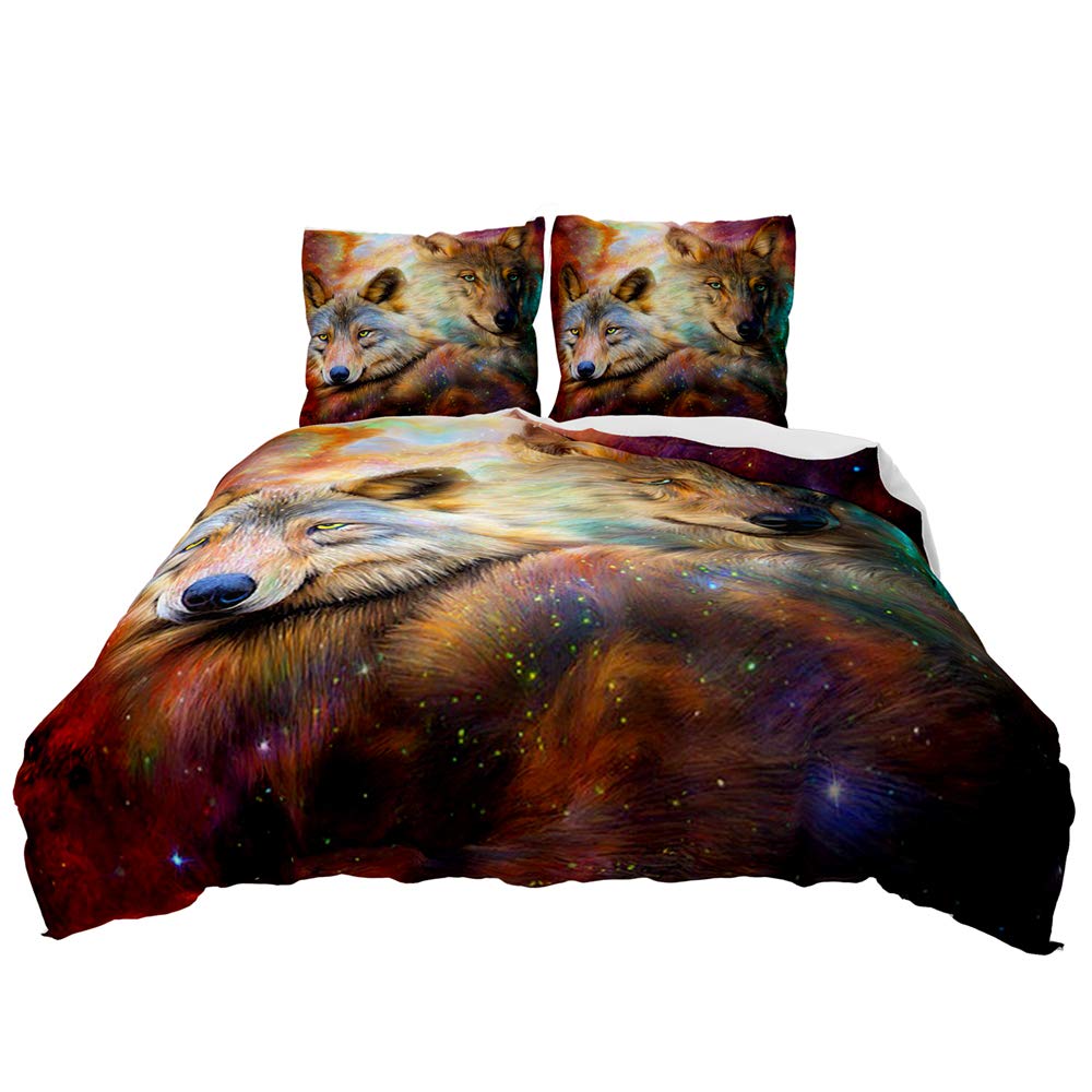 Housse de couette loup 220x240 cm anti-plis pour un lit toujours impeccable
