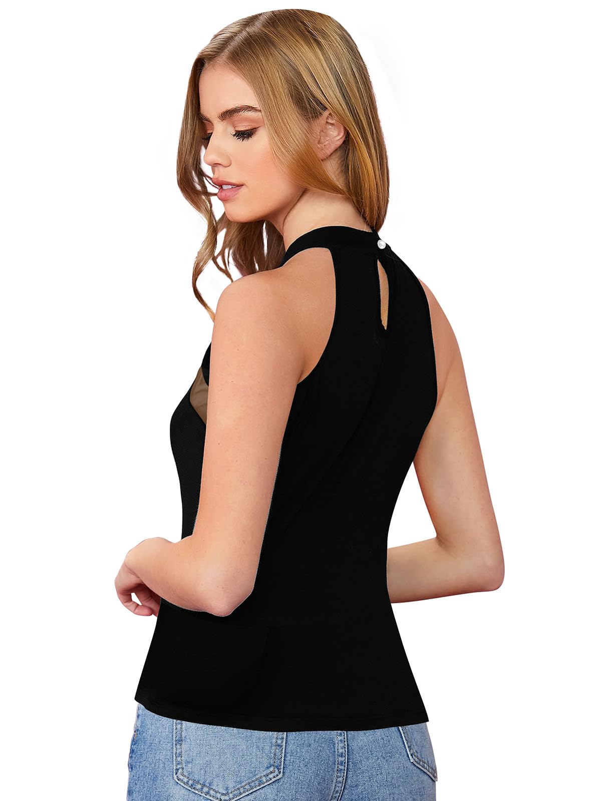 PINZY Women's Casual Western Tank Top (in, Alpha, XL, Black) 1