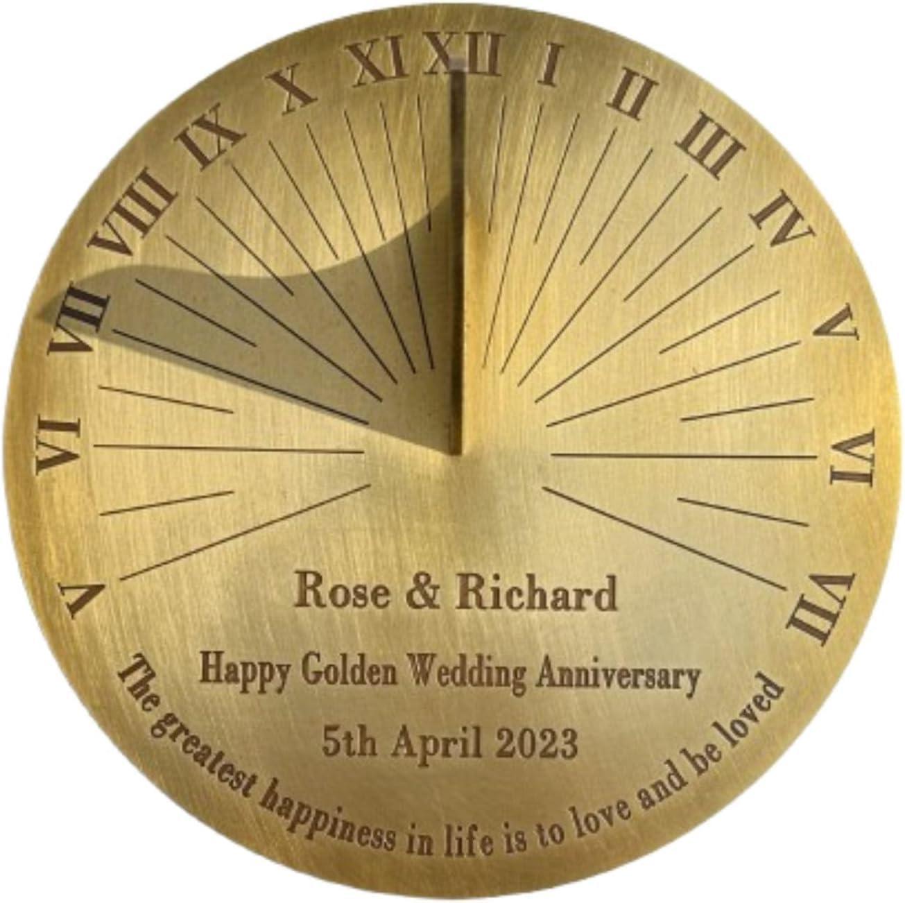 Personalised 50th Golden Wedding Anniversary Sundial Gift- Custom Brass Engraved Wedding Gift, Outdoor Decoration Memorial Gift for Husband, Wife, Friends, Anniversary Keepsake Gift for Couples