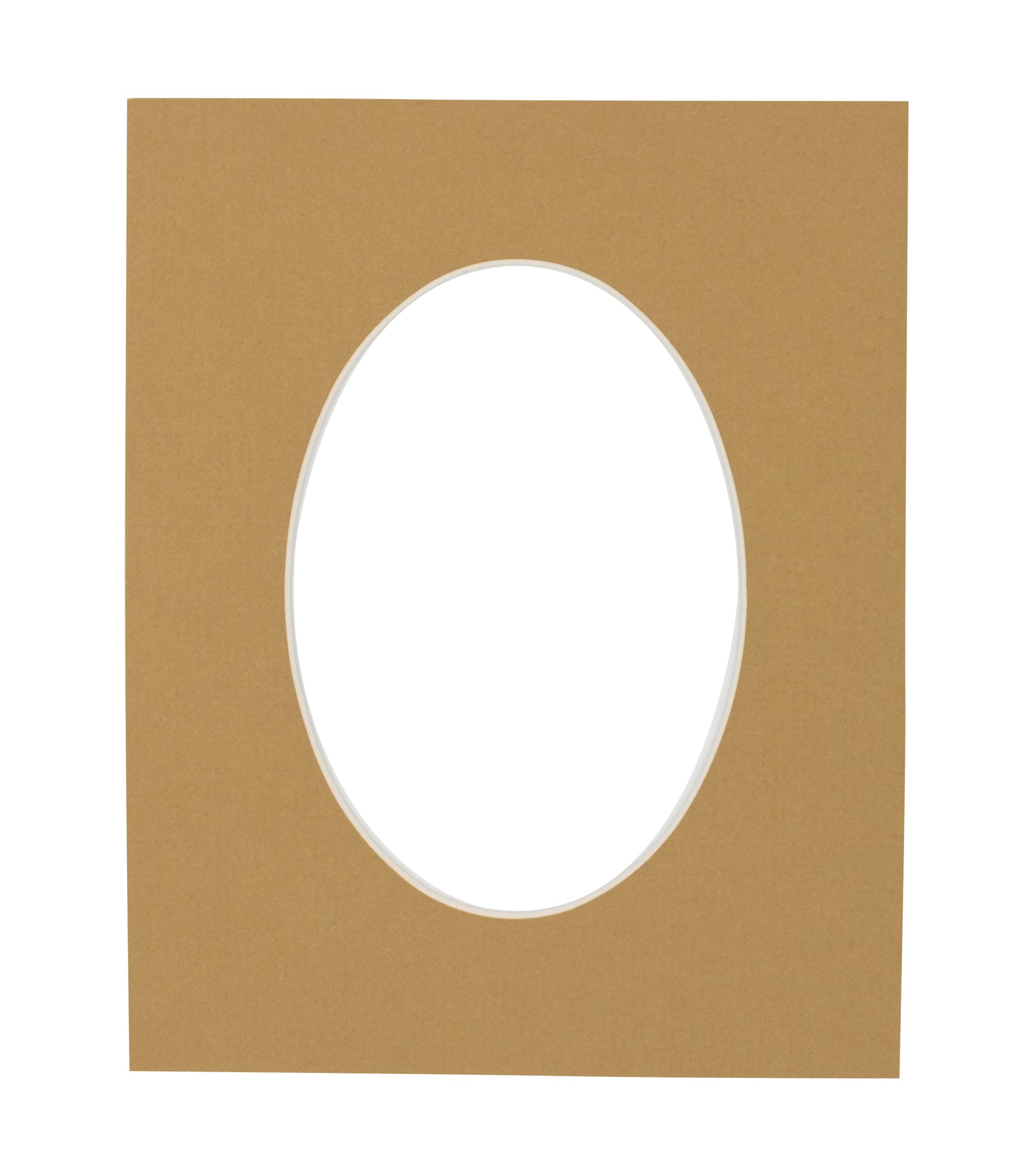 8.5x11 Mat Bevel Cut for 5.5x8.5 Photos - Precut Rattan Beige Oval Shaped Photo Mat Board Opening - Acid Free Matte to Protect Your Pictures - Bevel Cut for Family Photos, Pack of 1 Matboard Show Kit