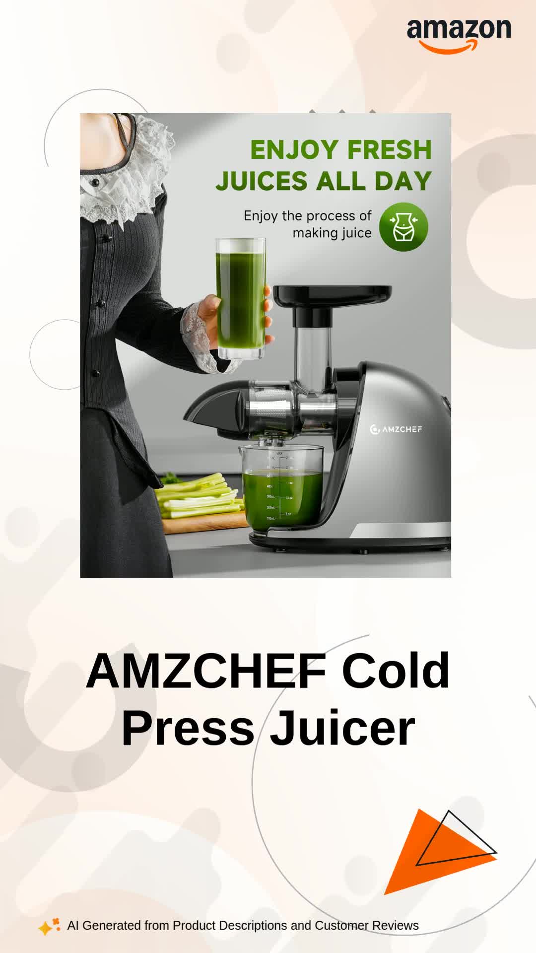 AMZCHEF Cold Press Slow Masticating Juicer