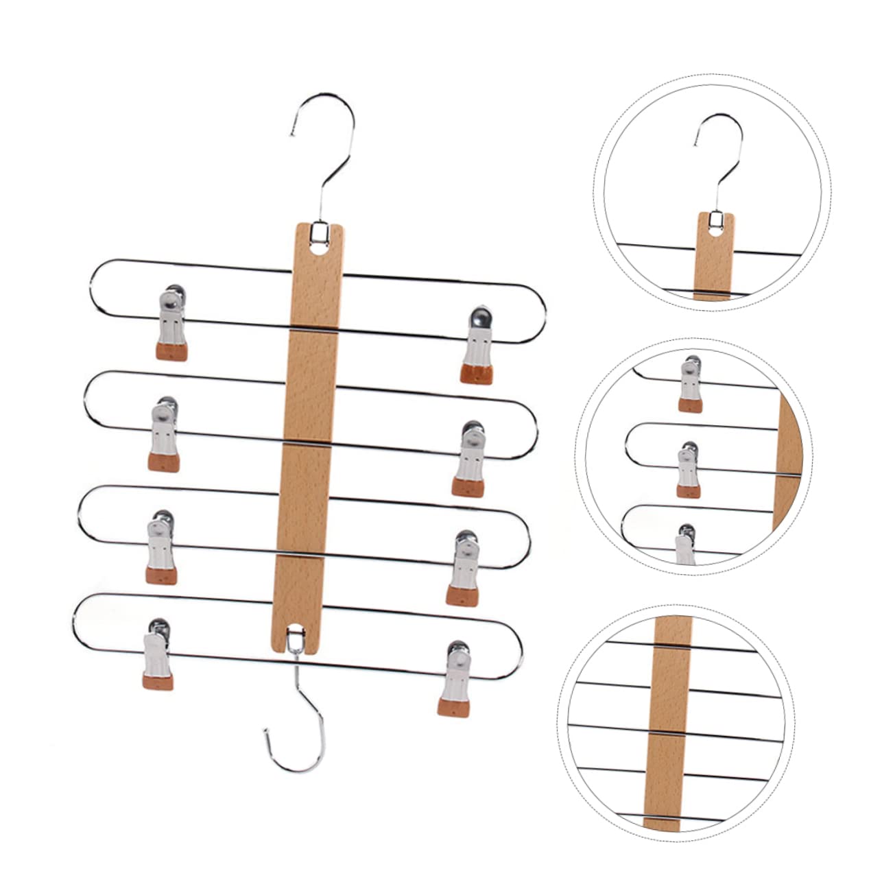 HOMOCONO Multi-Function Culottes Rack Wooden Hangers for Pants Skirts Skirt Hanger Clips Space-Saving Closet Rack