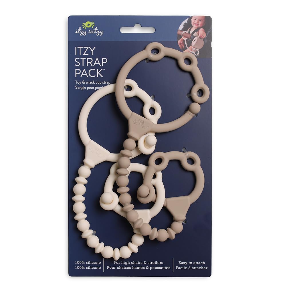 Itzy Ritzy Toy & Snack Cup Straps – Adjustable Straps for Keeping Baby's Toys Nearby – BPA-Free Silicone – Tethers for Strollers, High Chairs & Car Seats – Dishwasher Safe - 2-Pack