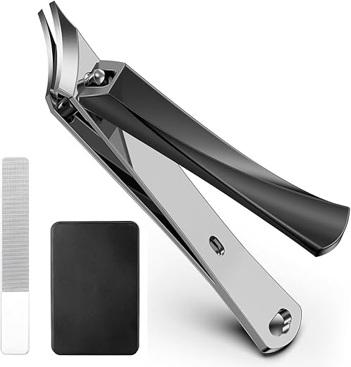 MAYCREATE® 2pcs Slanted Nail Clipper Heavy Duty Stainless Steel Nail Clipper Portable Angled Nail Clipper for Fingernails Toenails No Splash Nail Clipper for Thick Toenails and…