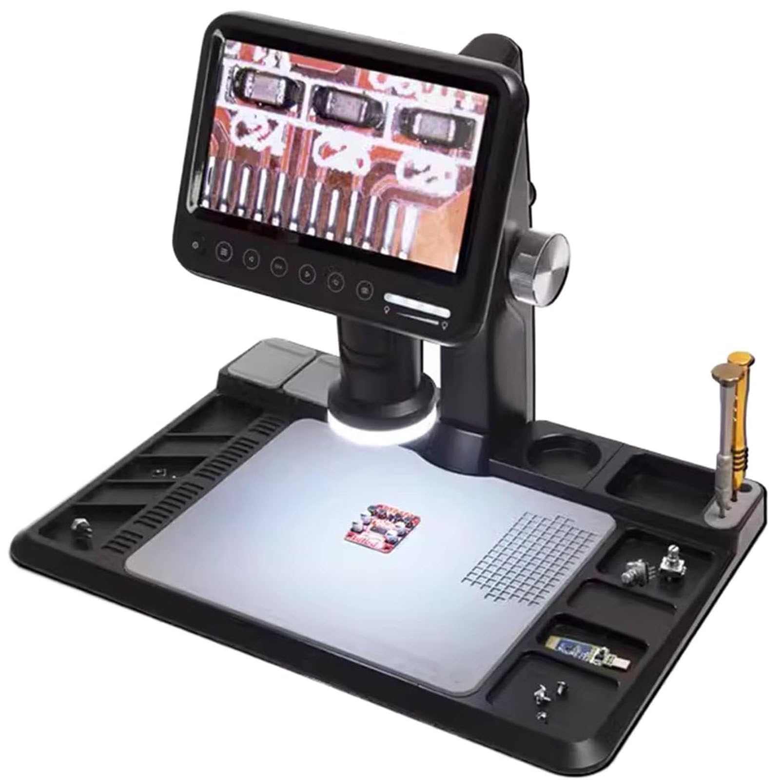 Mikroskop o dużym powiększeniu,Mikroskop ręczny,Mikroskop cyfrowy LCD 7 cali,Lupa cyfrowa z ekranem LCD,Nadaje się inspekcji płytek drukowanych/badań tekstylnych