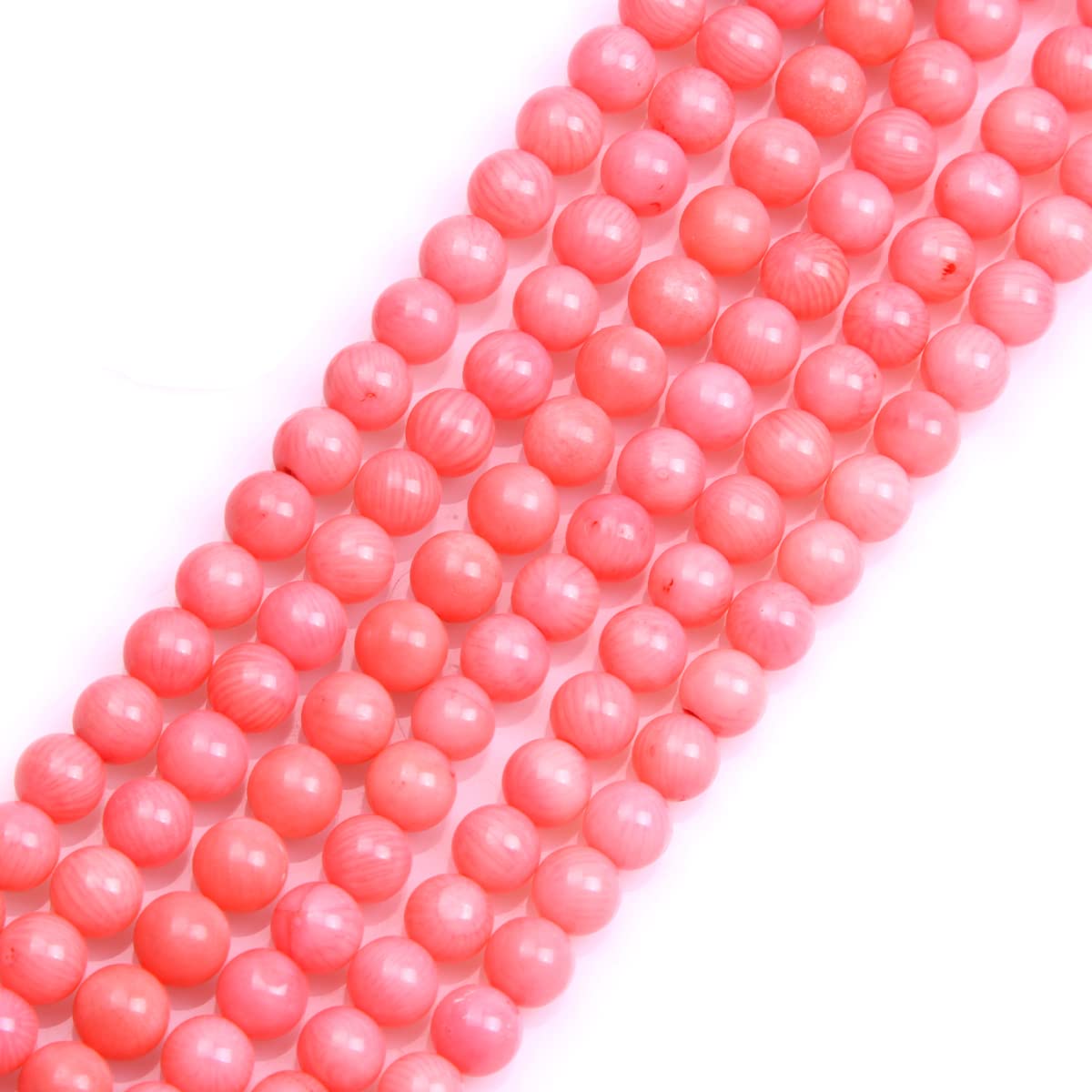 Gem-Inside 7mm Pink Coral Round Gemstone Stone Beads for Jewellery Making 15'' Dyed Natural Coral 56-58pcs per Strand