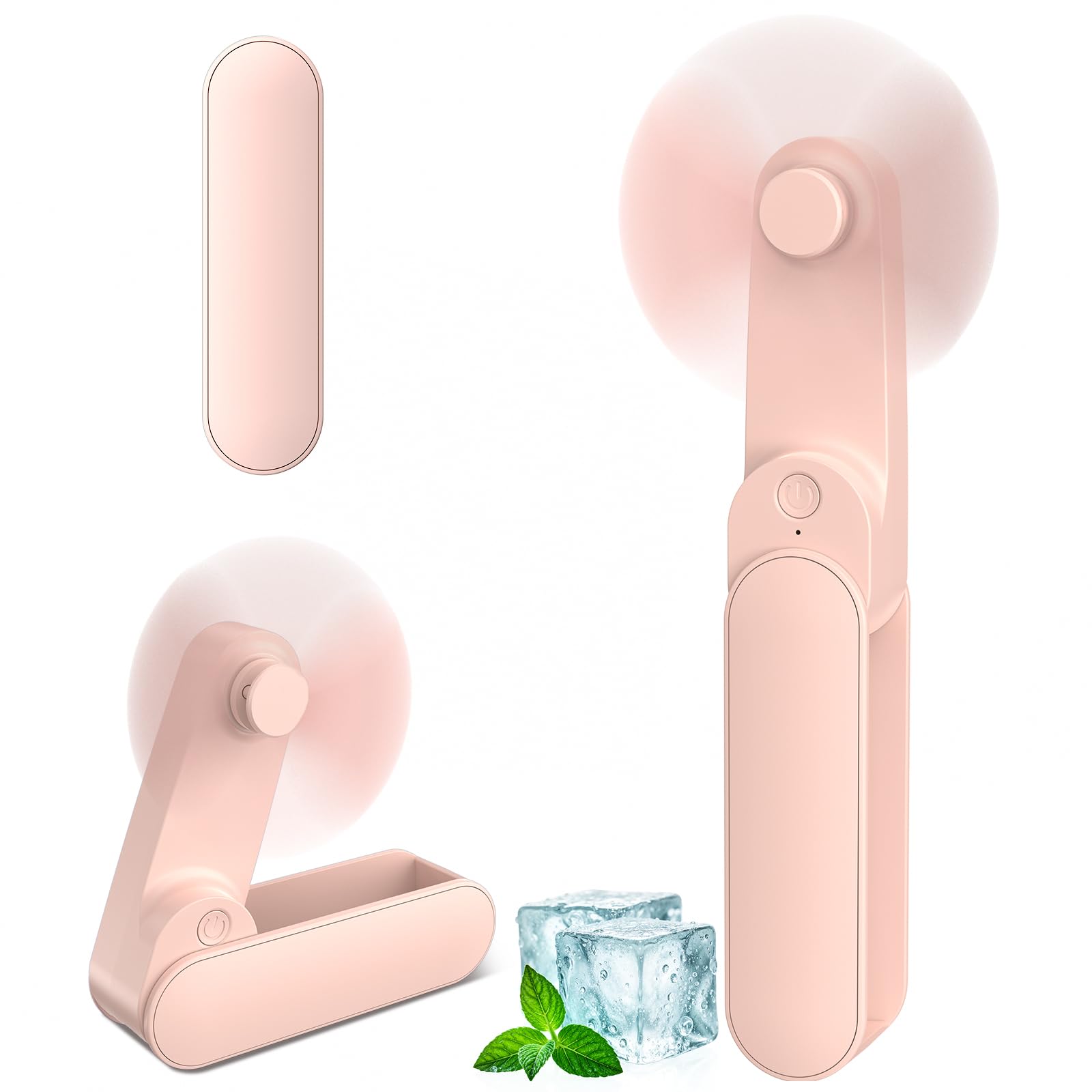 Mini Handventilator, 2 Geschwindigkeiten und 14 Laufzeit Handventilator USB-wiederaufladbarem mit 1000mAh Akku, Leise und Leistungsstark, Tragbarer Ventilator für Reisen, Büro, Zuhause & Outdoor