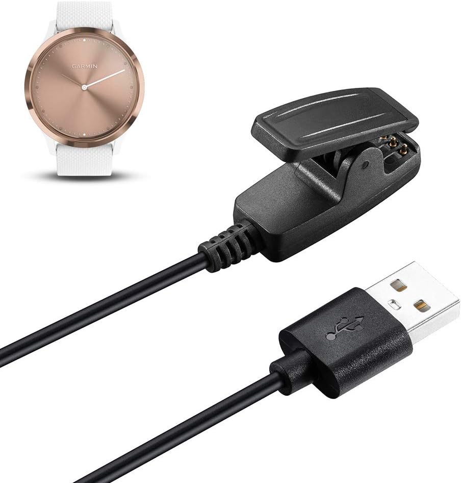 Kissmart Charger for Garmin Vivomove HR, Replacement USB Charging Cable Clip Cord for Vivomove HR Smart Watch (Black)