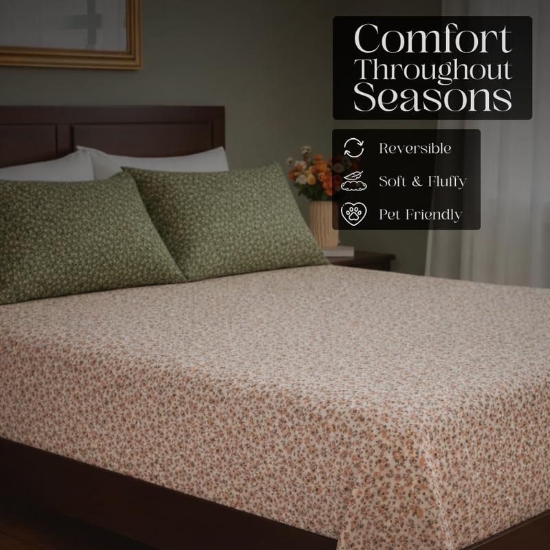 Image of Utopia Bedding Poly Cotton Floral King Size Bedsheet Set with Bedsheet & 2 Pillow Covers, Ultra Soft Cotton(Brown) 275x275 CM