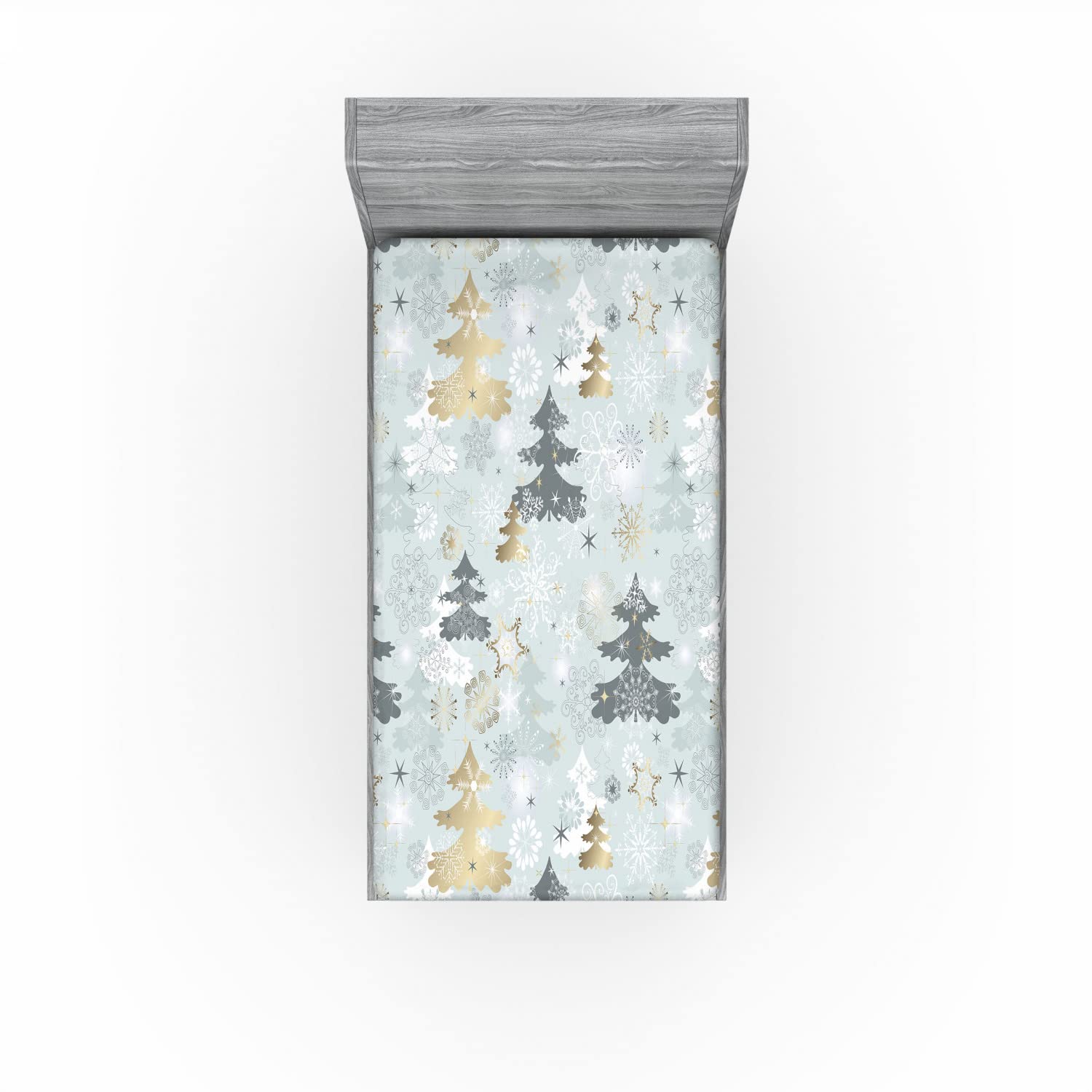 Ambesonne Nature 2 Pack Fitted Sheet, Retro Soft Pine Tree, Bed Cover All-Round Elastic Deep Pockets 2 Pieces, Package Contains 2 Twin Size Fitted Sheets, Green Yellow