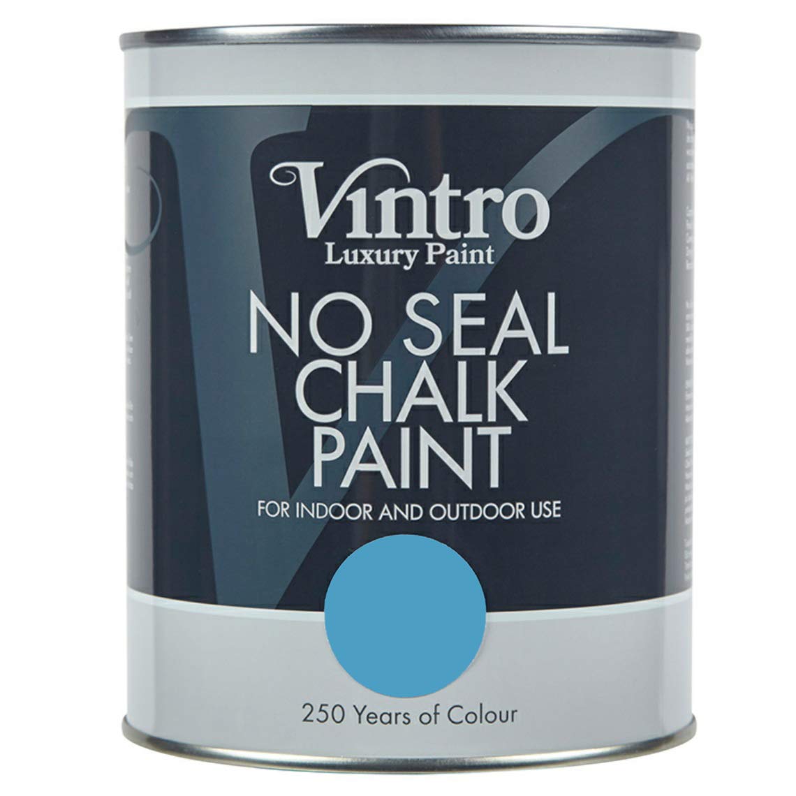 Vintro Paint Trinity (Blue) Vintro | No Seal Chalk Paint | Blue | Interior & Exterior Use | Furniture | Walls | Wood | Metal | 1 Litre (Trinity) Blue
