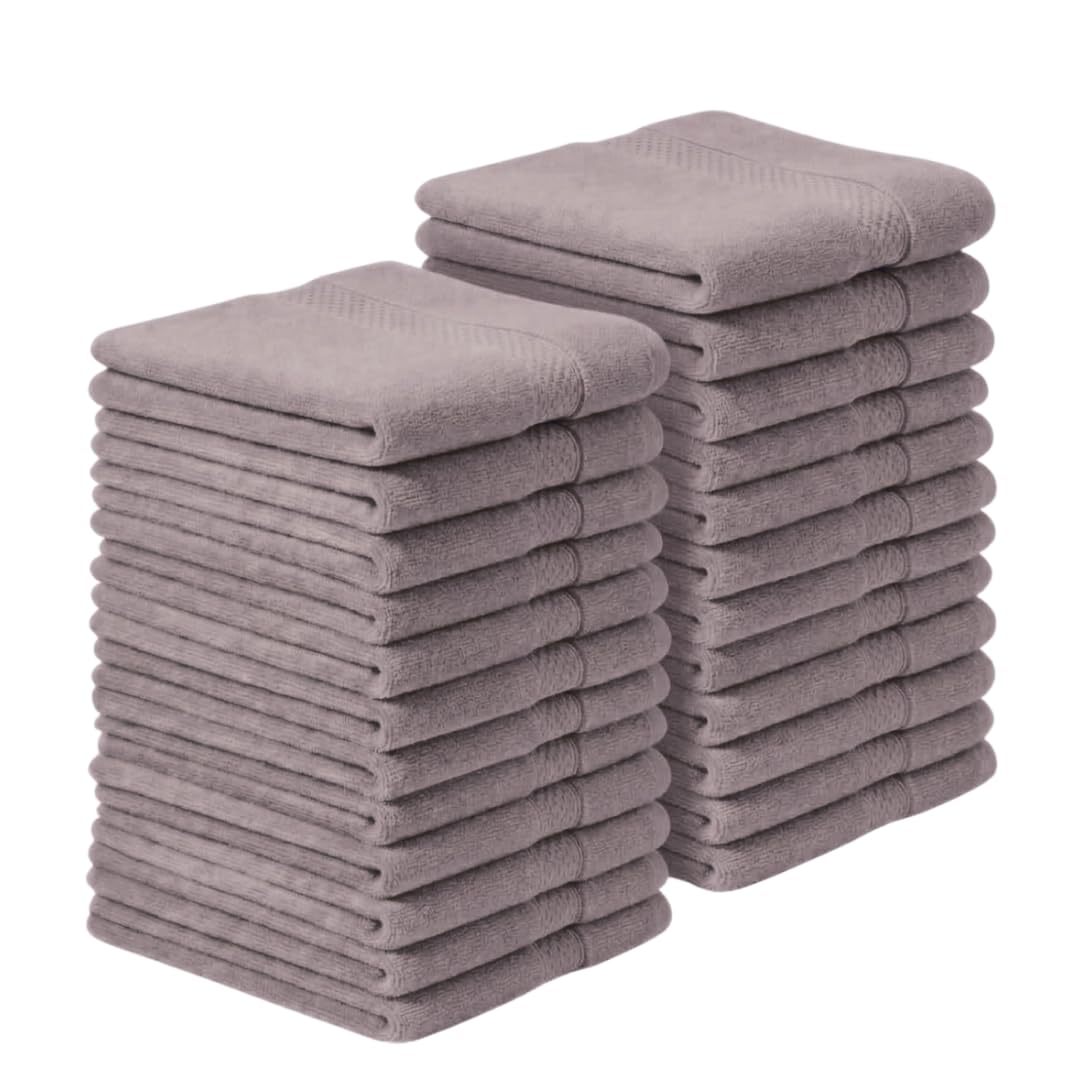 Diamond Tex Premium flannels/Washcloths 100% Cotton face cloth (30x30 cm 600 GSM) – Soft Flannel Face cloth, (Blue Lagoon, Pack of 2,4,6,8,12,24,36,48) (24, Silver)