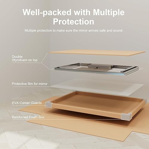 Miniatura 6 de Espejo de baño LED de 40 x 32 pulgadas con luz frontal y retroiluminada, 3 colores de temperatura y CRI regulable  80, espejo de tocador iluminado