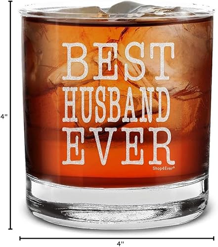 Miniatura 7 de shop4ever Best Husband Ever - Vaso de whisky grabado para regalo de cumpleaños para él, 11 onzas