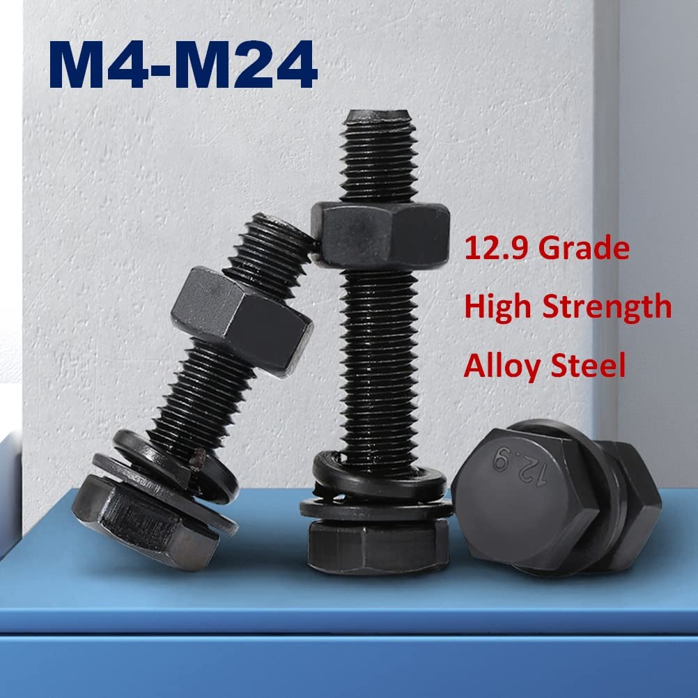 BOUACOUA Nylon Schrauben Set M8x30mm | 20 Stück Mit Muttern & Unterlegscheiben Schwarz