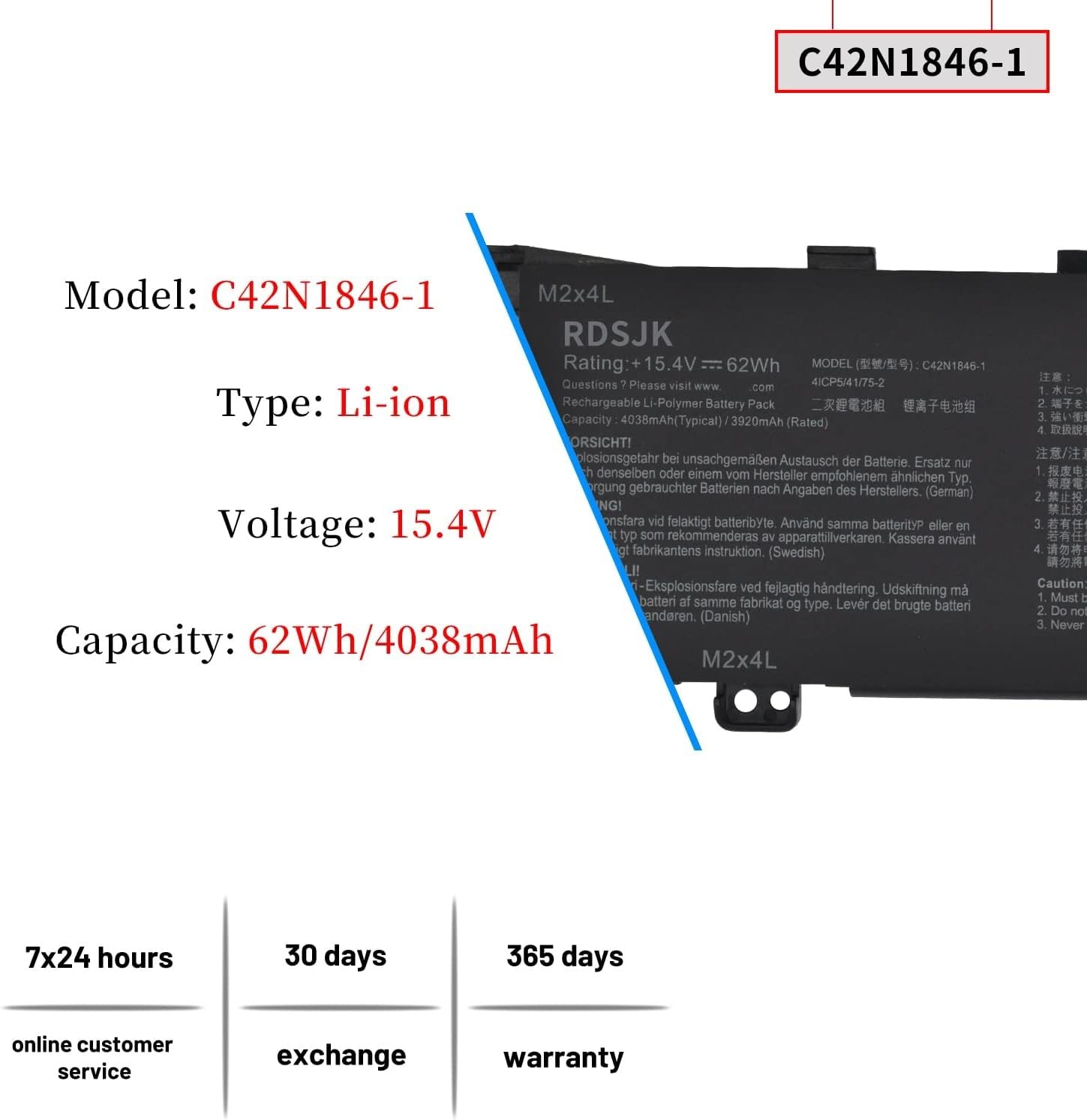 WISTAR C42N1846 C42N1846-1 Laptop Battery for Asus ZenBook Pro Duo