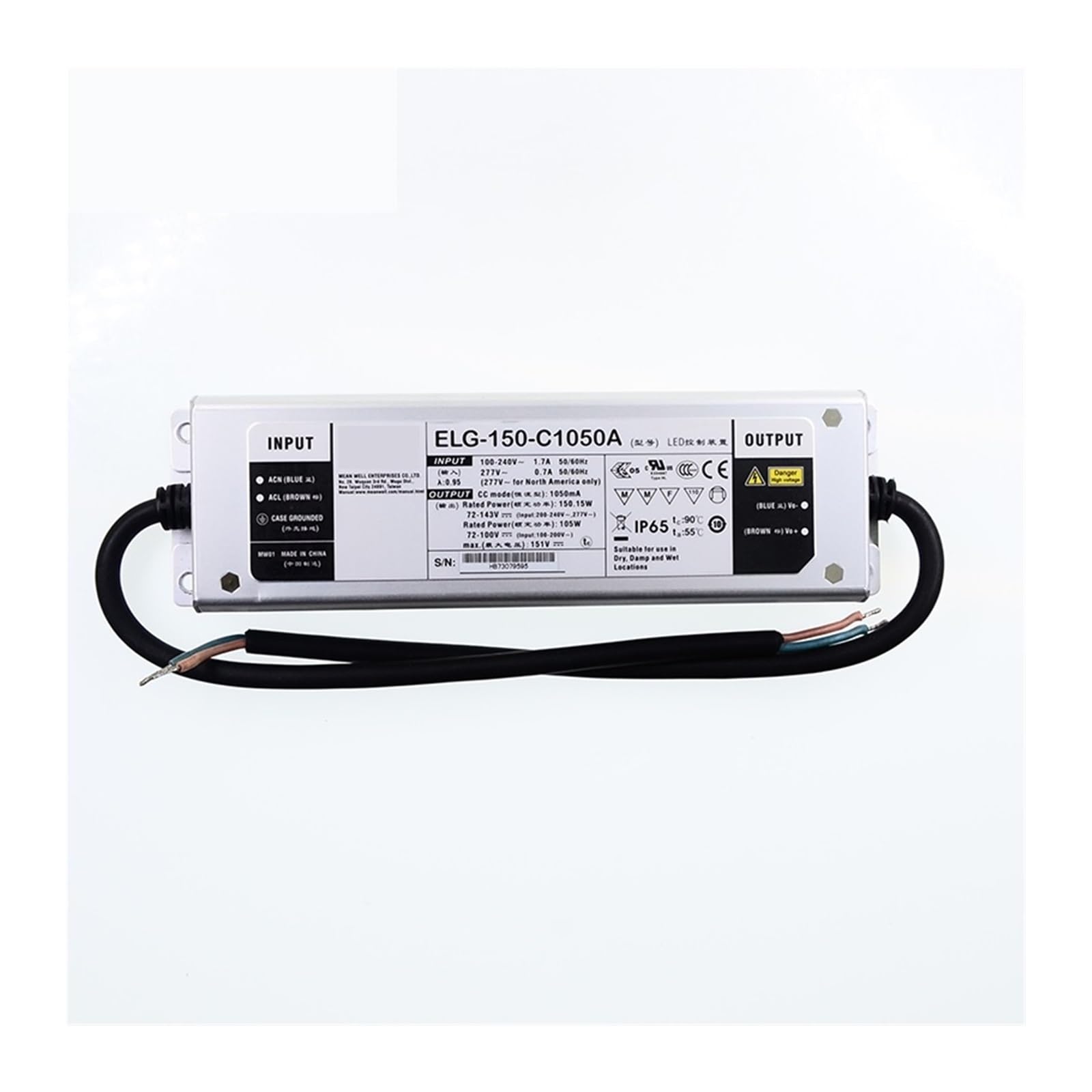 Alimentation LED à courant réglable ELG-150-C1050A évite le scintillement