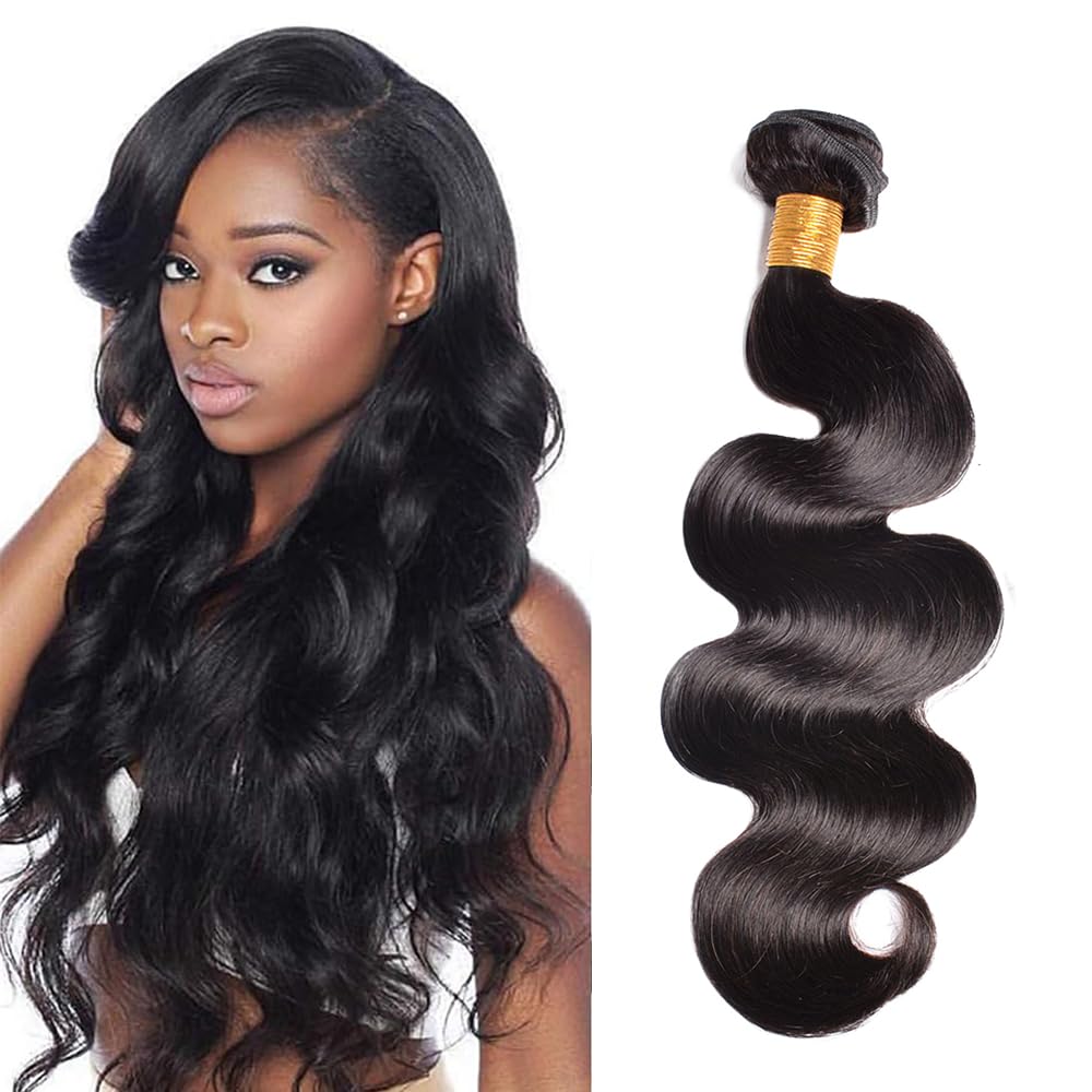Zeslaerr Human Hair Bundles #1B Natural Black Color Body Wave Natural Unprocessed Knotless virgin Remy Human Hair Extension For Woman 1 Bundle 100g 22 Inch