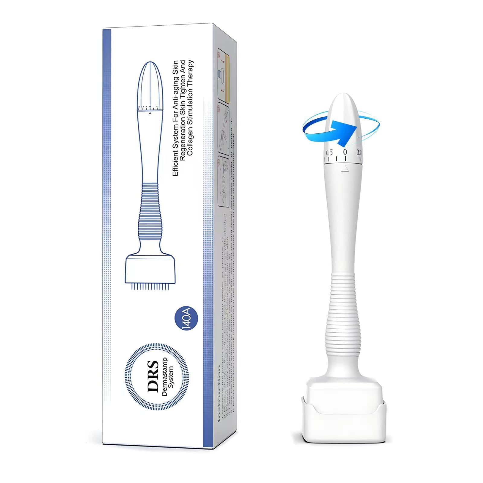 Derma Stamp, Dermastamp Regolabile 0-3mm 140 Titanio Aghi Professionale, Microaghi Pen Derma Roller per Viso e Capelli, Uso Domestico e Professionale per Uomini e Donne