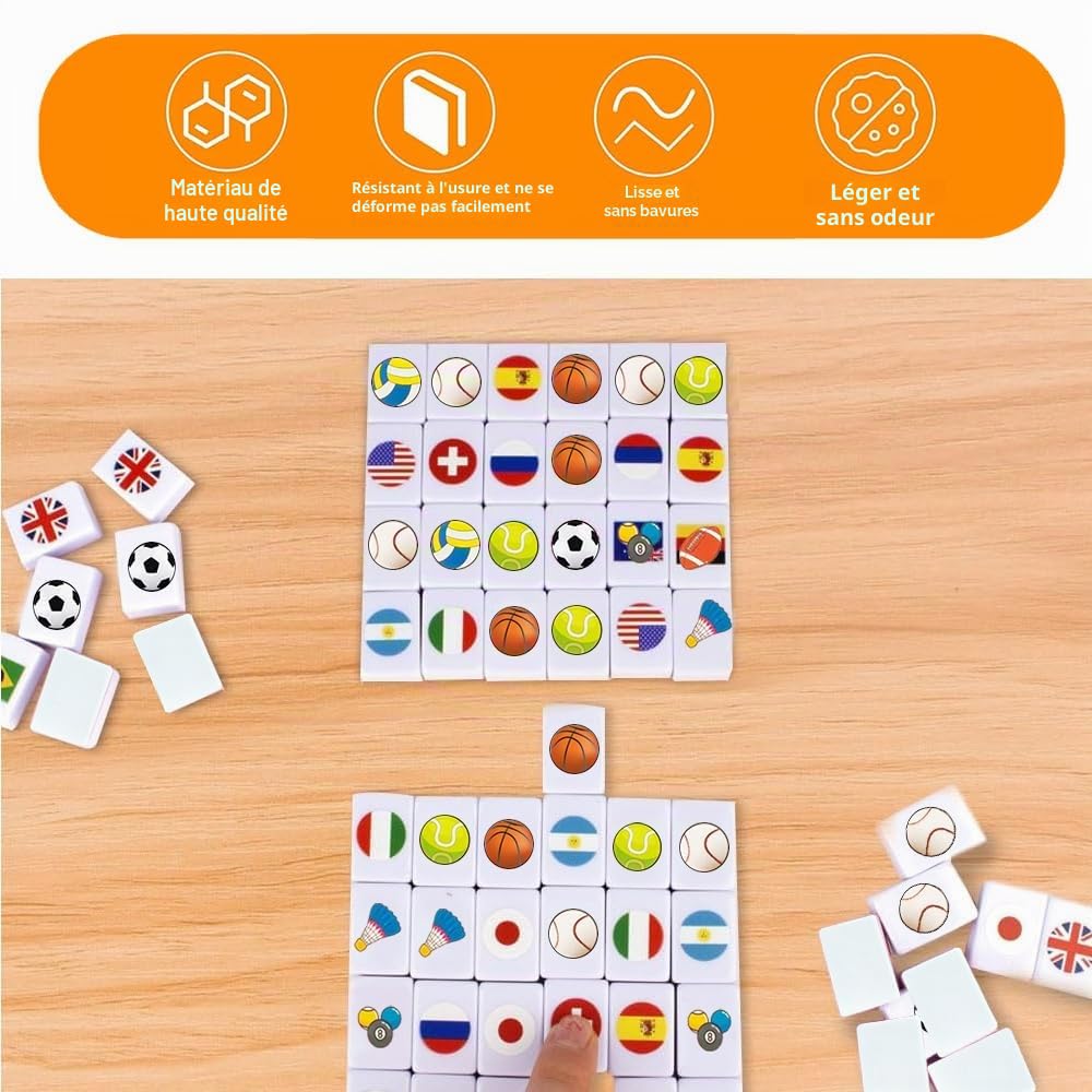 Blocs de Jeu d'Évasion Seaside, Ensembles de Mahjong, 65 Tuiles Jeux de Société d'Évasion Seaside, Mini Ensemble de Mahjong, Jeu de Mahjong à Motifs Drapeaux et Balles, Jeux de Société