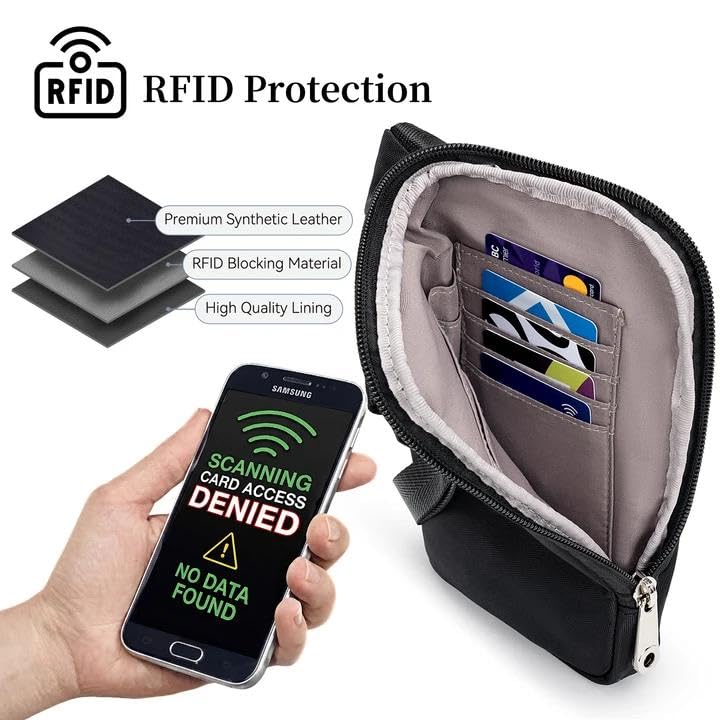 Image of RONSIN Small Anti Theft Crossbody Bags for Women Nylon Cell Phone Purses RFID Blocking Travel Purse with Locking Zipper