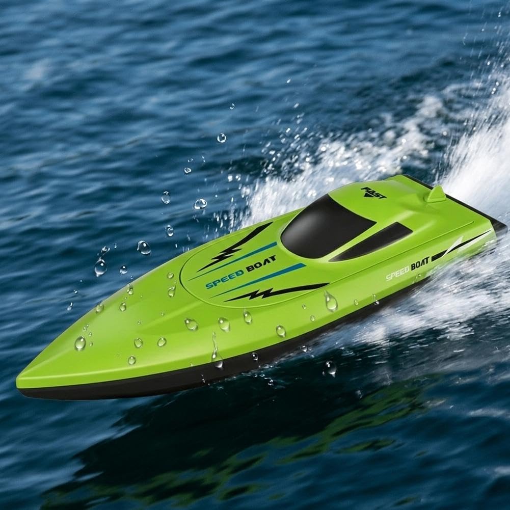 Bateau radiocommandé rapide, bateau RC haute vitesse 2,4 G avec deux moteurs, auto-redressement automatique, bateau à vitesse rapide électrique étanche, portée de contrôle de 150 m, bateaux