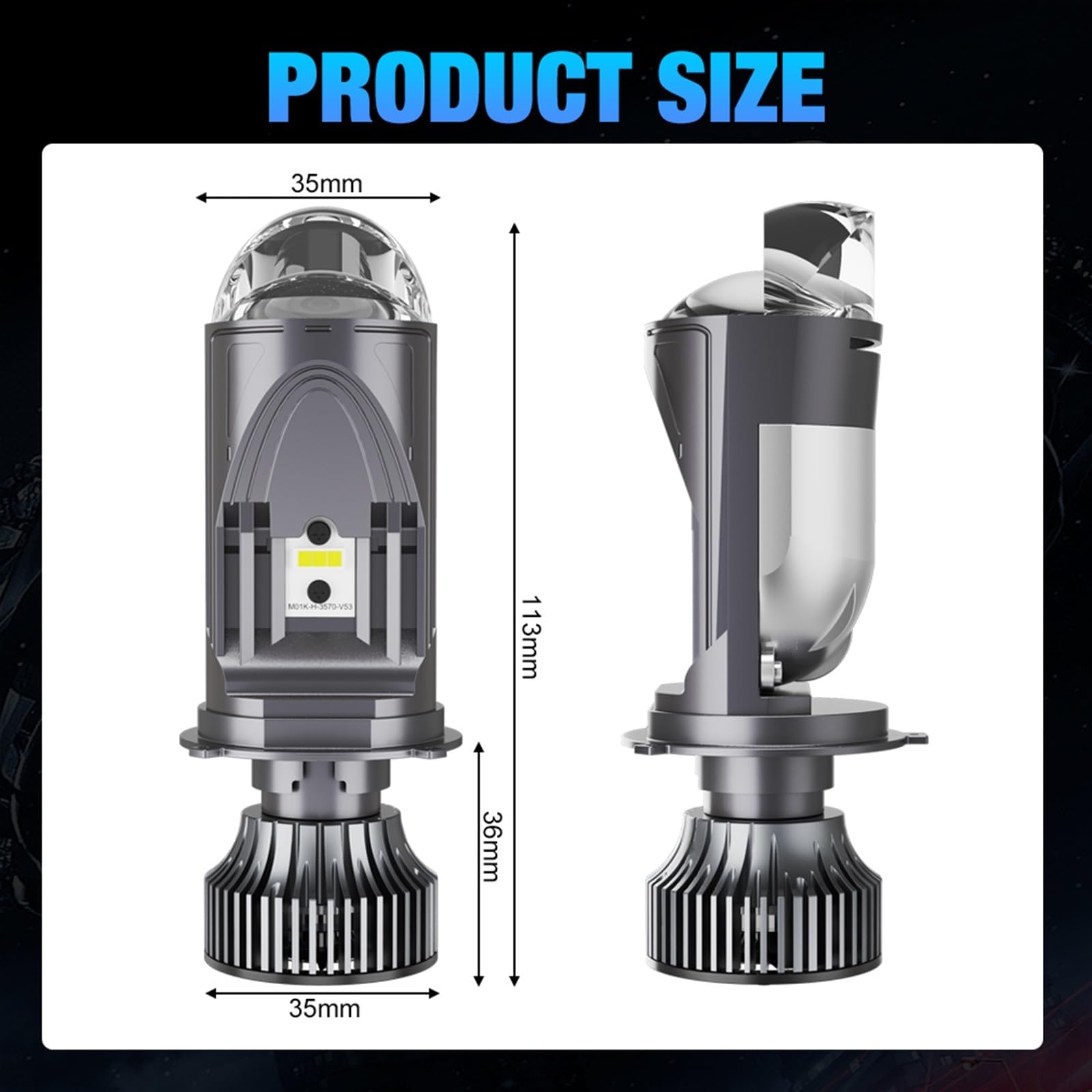 REPYL 120W 30000LM Auto lámpara Mini lente LED H4 9003 HIB2 bombillas faro coche motocicleta doble proyector Len LED automotriz Moto 12V 24V (Color : A83 2pcs, Size : RHD_H4/9003/HB2 HI/LO)