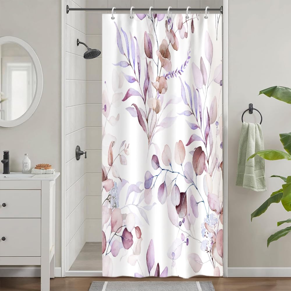Cortina de Ducha de Hoja Eucalipto, Cortinas de Ducha Verde Oro Abstracto Planta Cortinas de Baño Antimoho Impermeable Lavable Tejido de Poliéster Cortina Ducha con 12 Ganchos 120x200cm — view 9