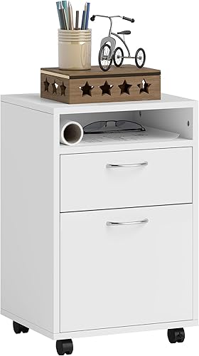 Organizador Homcom espacioso, unidad de almacenamiento para oficina con soporte lateral para impresora, con ruedas omnidireccionales y larga duración