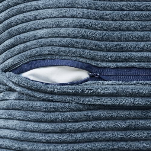 Image of MIULEE Decorative Lumbar Throw Pillow Covers for Couch Bed Livingroom 12x24 Inch Set of 2 Blue Boho Accent Throw Pllows Broadside Striped Patchwork Soft Corduroy Summer Coastal Pillowcases