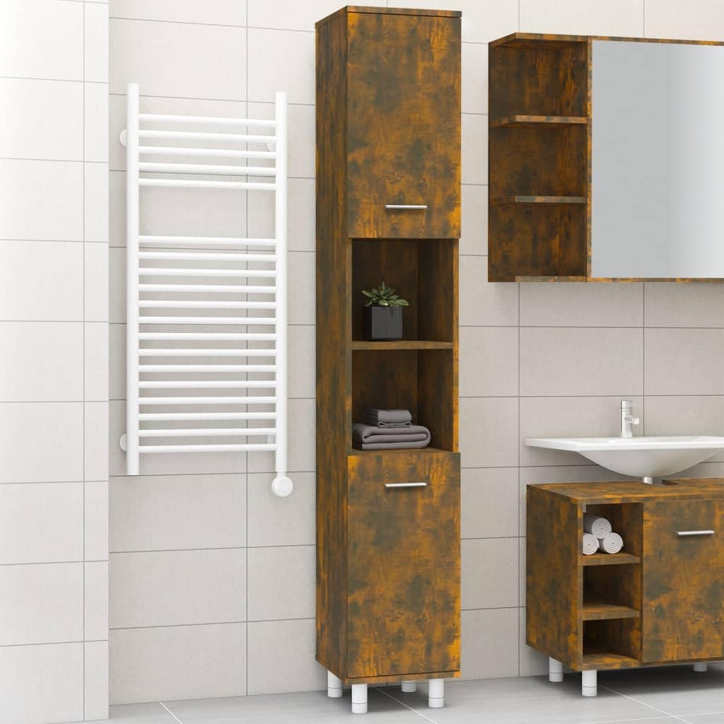 Generisch Badezimmerschrank，Badezimmer，moderner Badschrank zur vertikalen Aufbewahrung von Handtüchern，Kosmetik und Pflegeprodukten (Smokedoak)