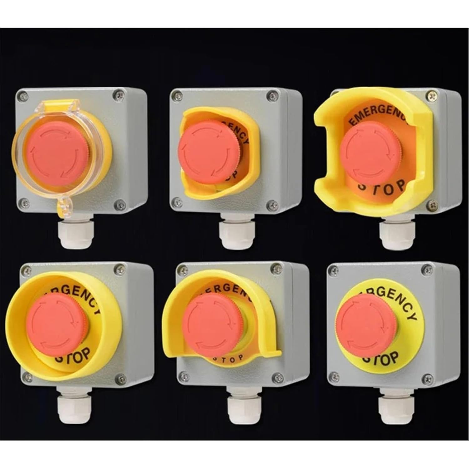 Cast Aluminum Emergency Stop Button Switch with Cover Metal 1Pcs(7)
