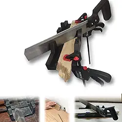 Kit Gabarito Caixa Meia Esquadria Serrote + Kit 2 Grampos de Aperto Rápido 265mm Corta Ângulos Serra 300mm P/Serrar Madeira Forma de Corte Serrinha de Marceneiro