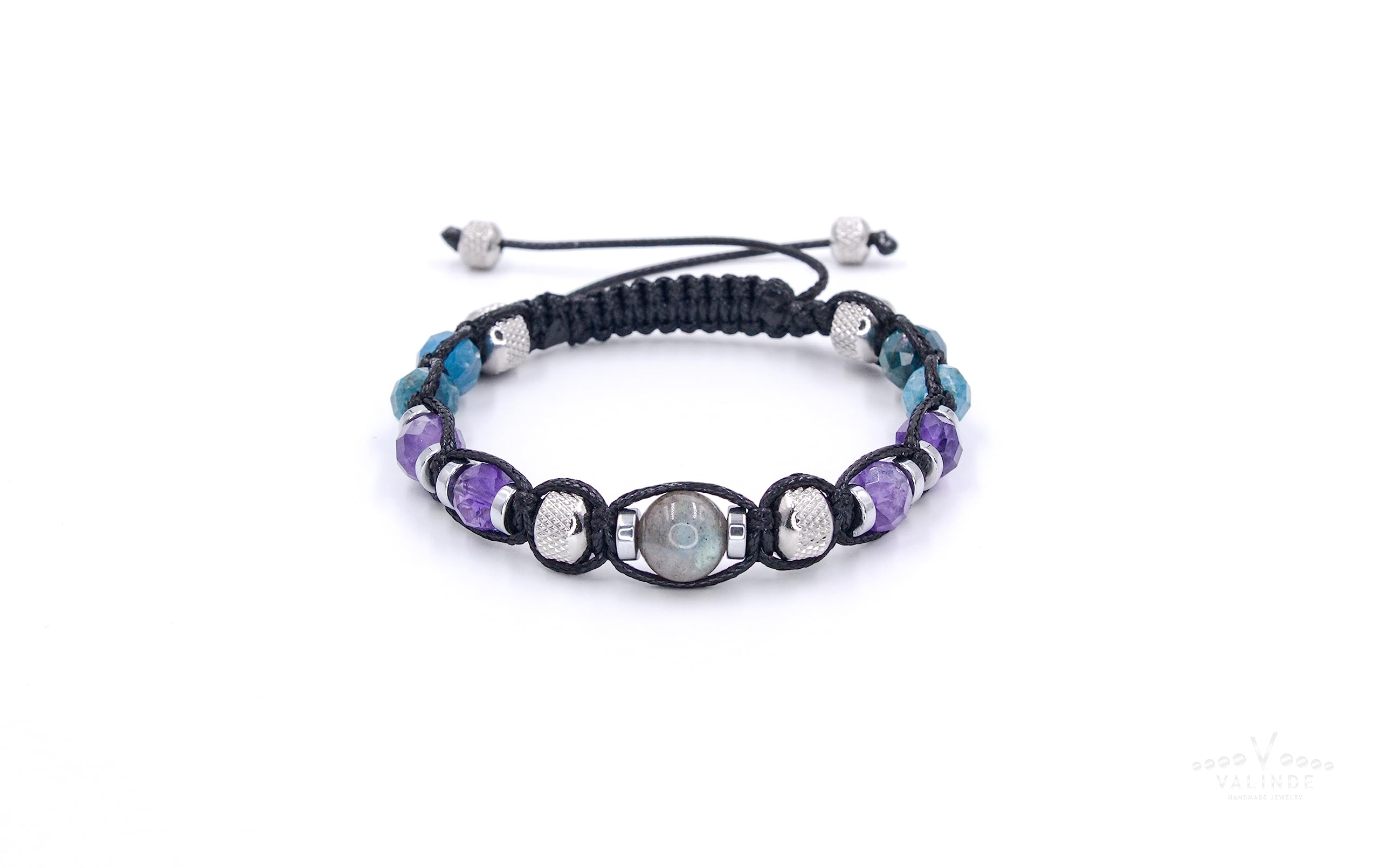 Herren Edelstein Armband | Amethyst Labradorit Apatit Hämatit Armband für Männer mit Edelsteinen | Makramee Naturstein Bracelet | Geschenk für Mann | Handmade | LIMITED EDITION