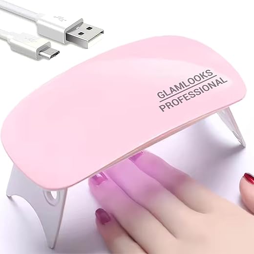 Glamlooks Professional 6W LED UV Nail Polish Drayer, Mini Foldable Nail Lamp, Nail Polish Dryer Curing Lamp Light Portable, Gel Based Nail Polish For All Kind Of Nail Paints…