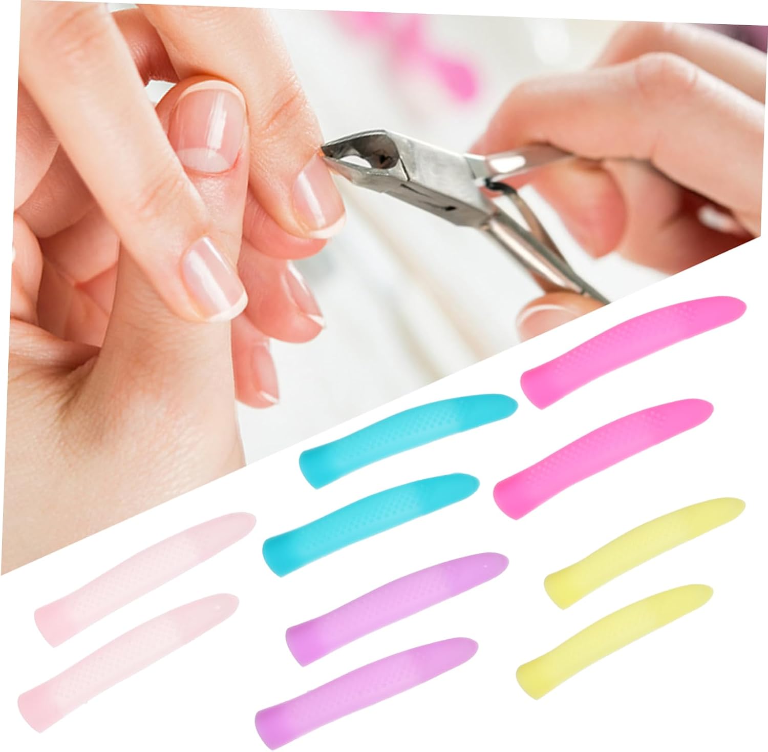 VOSAREA 5pairs Cuticle Cutter Handle Cover Non-slip Silicone Sleeves for Manicure Scissors Random Colors Comfortable to Hold Protection for Nail Trimming Tools