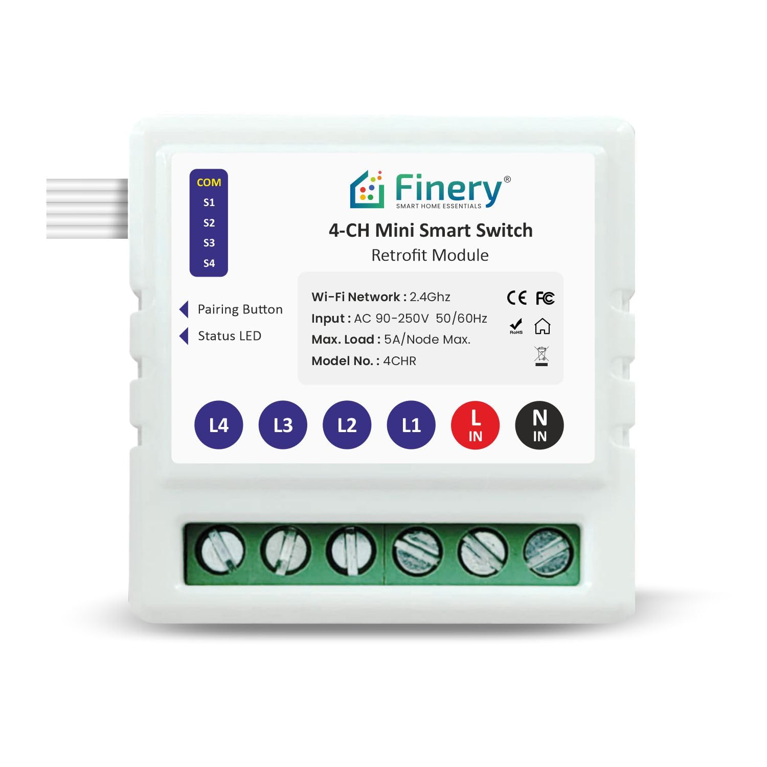 4 Node WiFi Smart Switch Retrofit Kit Supports Manual switches Compatible with Alexa & G Home iOS and Android Smart Life app (4 Node/Gang)-image-14